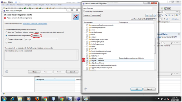 select metadata component 